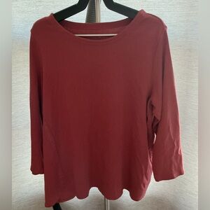 J. Jill Deep Red Pima Cotton Scoop Neck Tee 100% Cotton